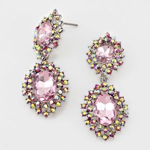 Floral Rhinestone Evening Earrings