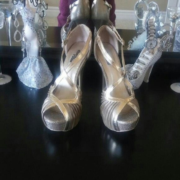 Gold Strappy Heels