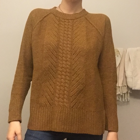 J. Crew Carmel/ Mustard Cable Knit Sweater