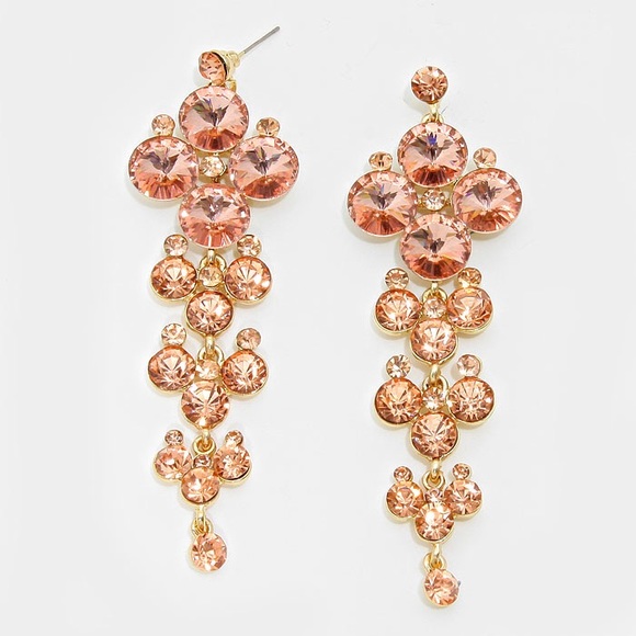 Crystal rhinestone bubble link evening earrings