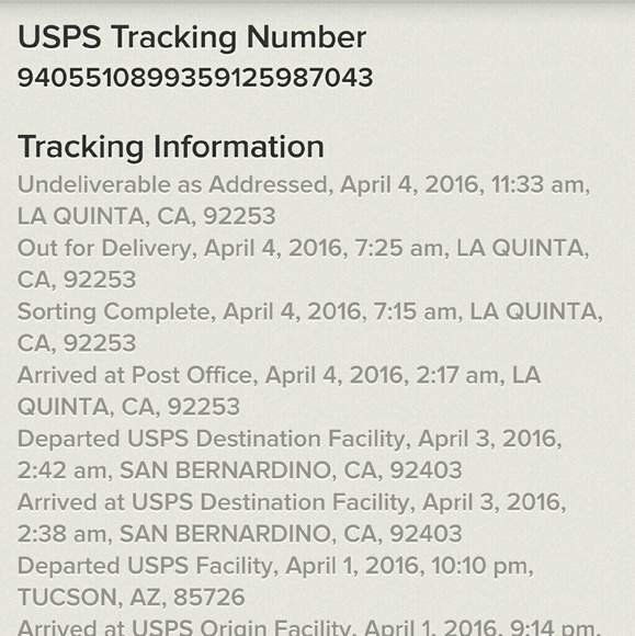 For @palitko...tracking info