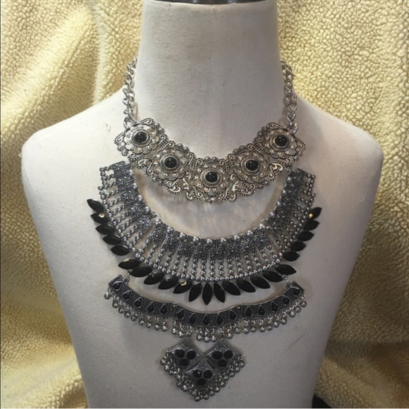Extreme Bohemian Silver Dressy Statement Necklace - Picture 2 of 4