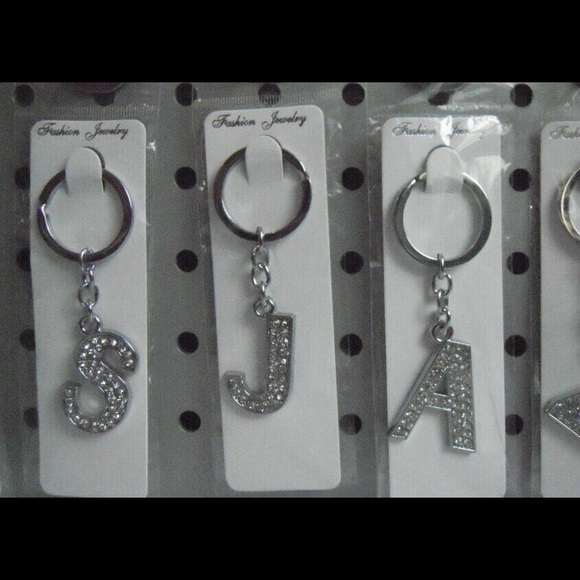 Rhinestoned Letters Keychains - Picture 3 of 4