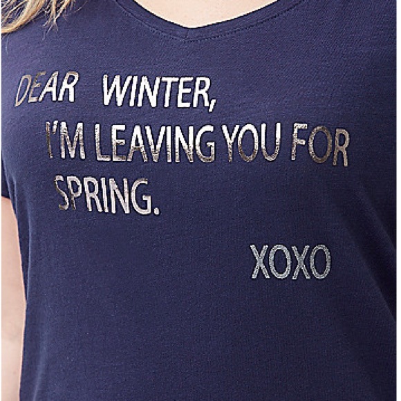 Lane Bryant Tops - 14/16 'Dear Winter...' Navy Heather Graphic Tee