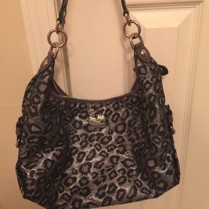 Coach ocelot leopard black purse
