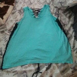 Super cute flowy tank with lace up back