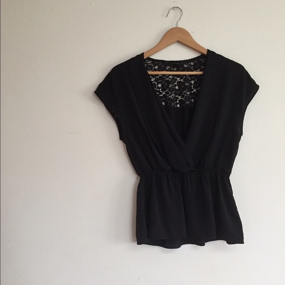 | SOLD | Black Lace Back Shirt - Picture 1 of 3