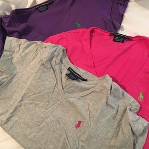 Three polo Ralph Lauren casual shirts.