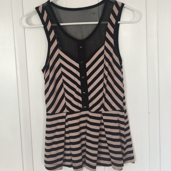 Sheer Back Striped Top.