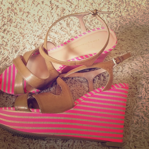 Pink, tan, Tommy Hilfiger wedges!