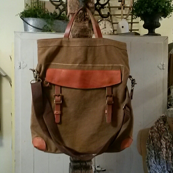 Same Direction Tote Satchel Leather & Canvas - NEW
