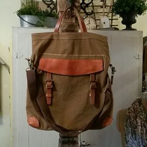 Same Direction Tote Satchel Leather & Canvas - NEW