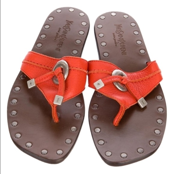 Yves Saint Laurent Shoes - Yves Saint Laurent Orange Sandals Size 7
