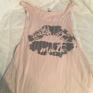 Pink cut out tank top