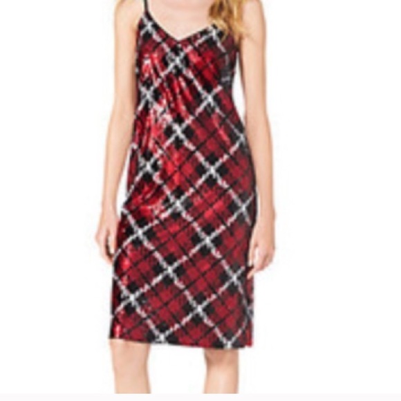 Michael Kors Red Sequin Slip Dress