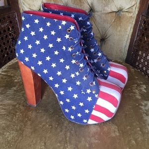 Jeffrey Campbell red white and blue Lita size 9