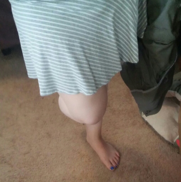 Gray and white striped skirt
