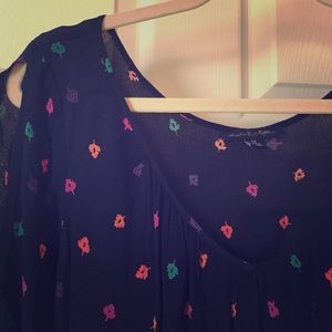 ❤️SOLD❤️ Leaf print blue dress