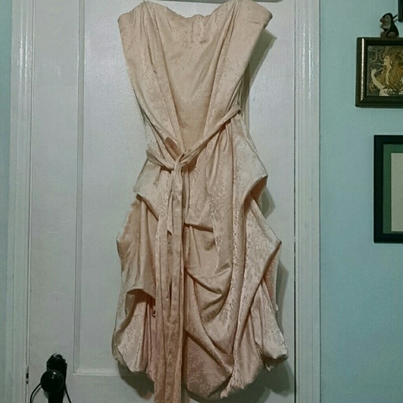 Peach strapless pickup dress. Prom?