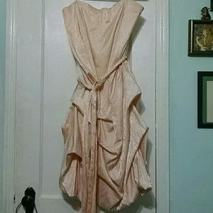 Peach strapless pickup dress. Prom?