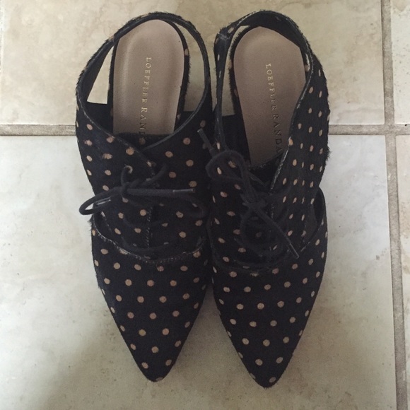 Loeffler Randall Polka Dot Laced Heels Black 7 - Picture 3 of 4