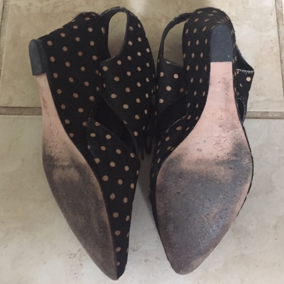 Loeffler Randall Polka Dot Laced Heels Black 7 - Picture 4 of 4