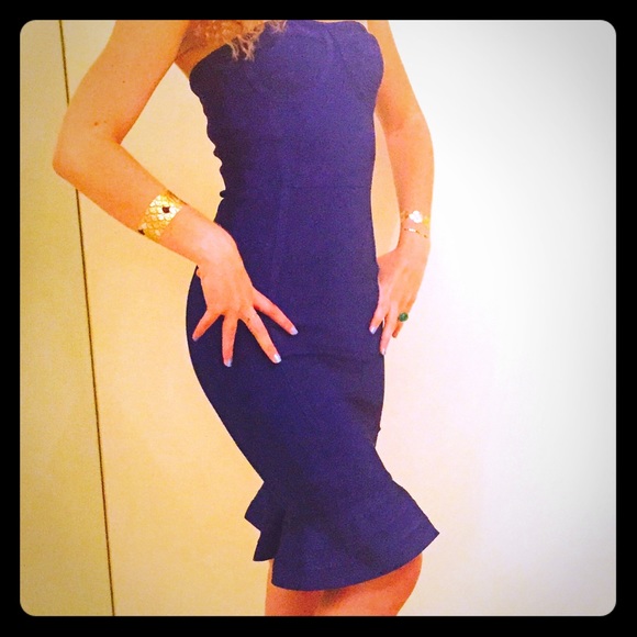 Strapless Royal Blue Bodycon Dress