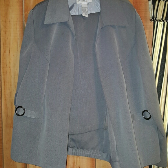 2 piece grey pant suit