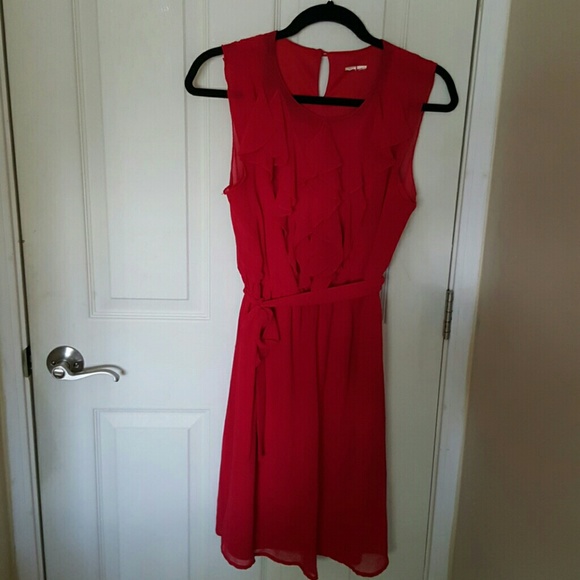 Red ruffled dress