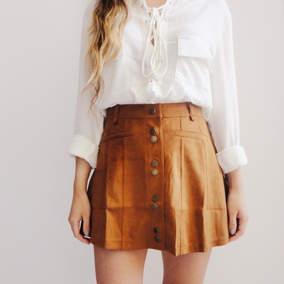 SOLD OUT ❌ Bridget Camel Suede Skirt - Picture 2 of 4