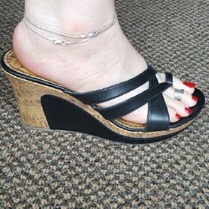 Decree Black Wedge Sandals