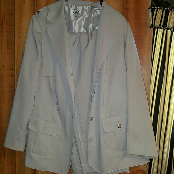 2 piece grey pant suit