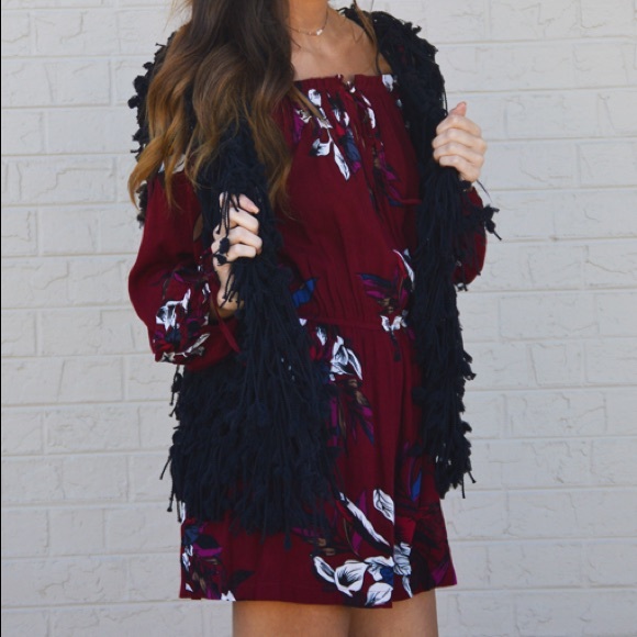 Boutique The Raven Black Fringed Vest - Picture 2 of 4