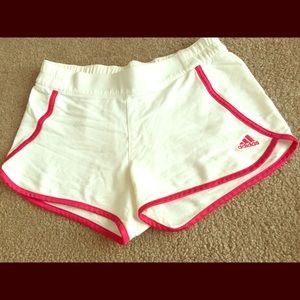 Adidas white/pink trim shorts