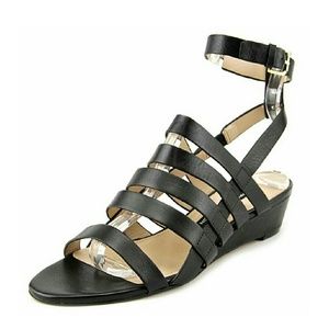 French Connection Winona open toe leather wedge