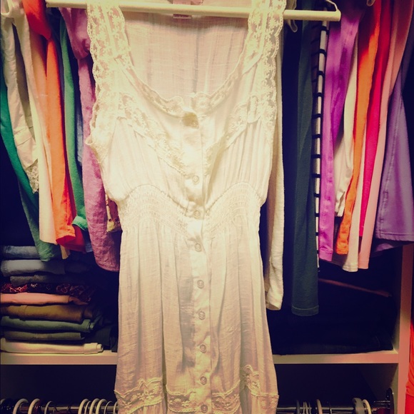 White lace linen dress