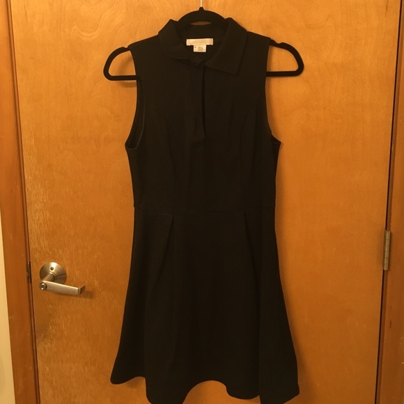 Black collared midi dress