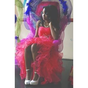 Pink Hi Low Prom Sweet 16 Dress