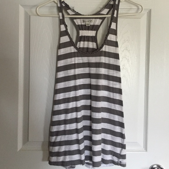 Grey and white stripped tank