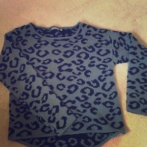Black and grey animal print long sleeve sweater