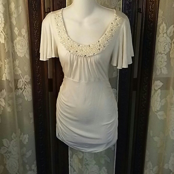 Cable and gauge irvory stretch Mimi dress