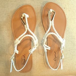 White and Gold Strap Sandals