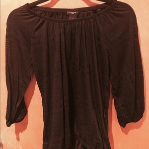 Black striped detail semi sheer blouse