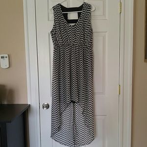 High-Low Black and White Chevron Dress