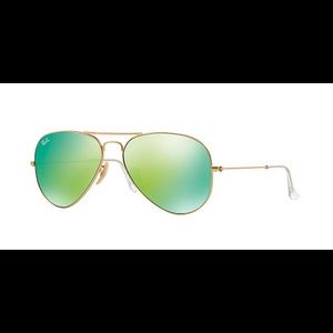 Ray ban sunglasses aviator gold frame green lens