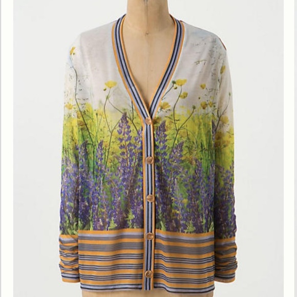 Anthropologie Spring Flowers cardigan blouse