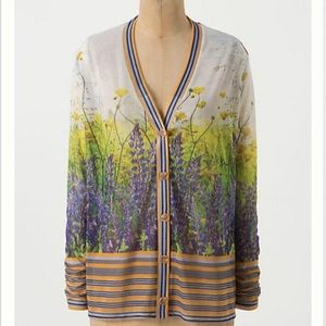 Anthropologie Spring Flowers cardigan blouse