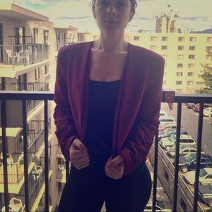 Vivid burgundy cropped blazer