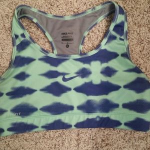 Blue and green tie died nike sports bra