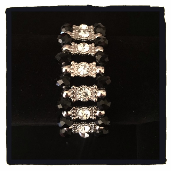 Black crystal beaded bracelet